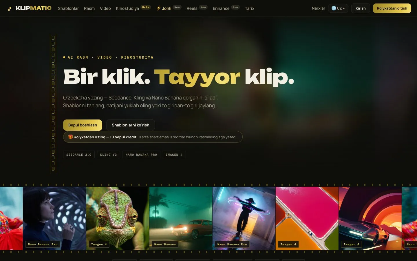 Klipmatic live website, klipmatic.ai